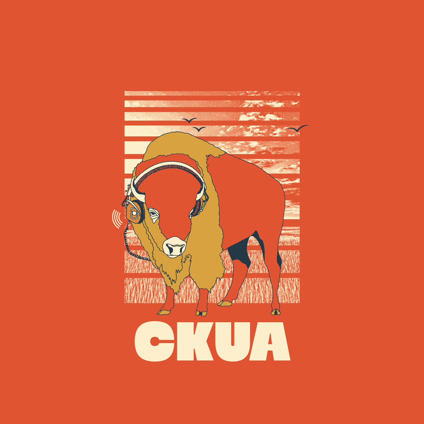 CKUA x Erik M. Grice- Bison Orange Tee- MADE TO ORDER