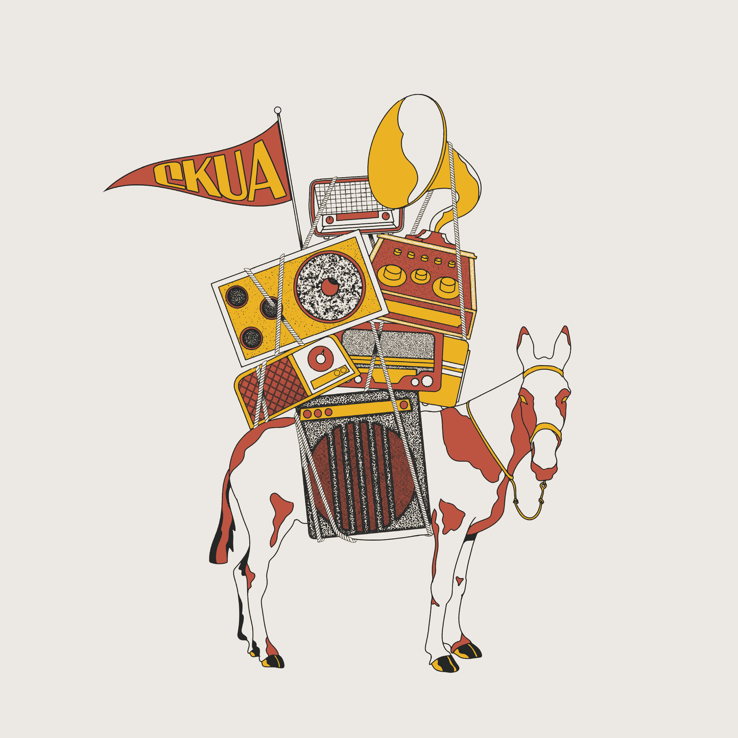 CKUA x Erik M. Grice - Artist Series - Radio Mule Cream Tote- MADE TO ORDER