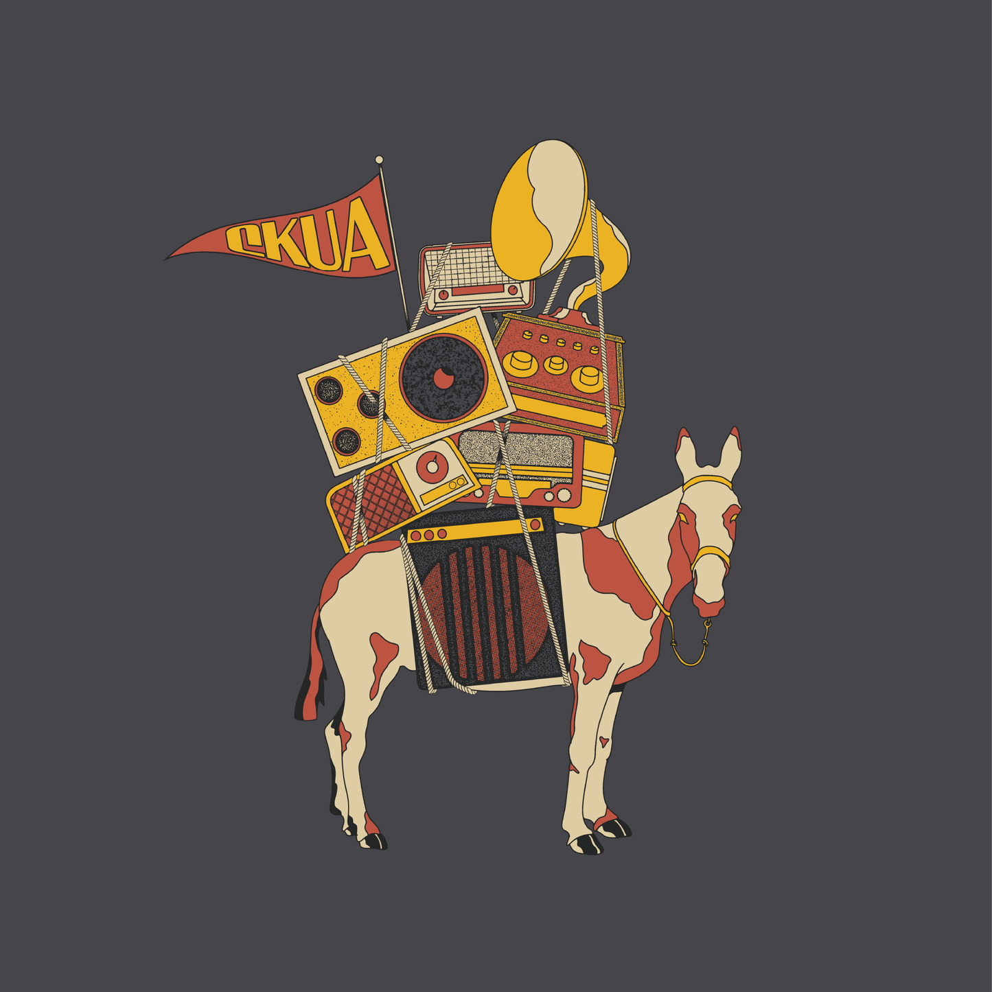 CKUA x Erik M. Grice- Radio Mule Tee- Double Sided- Erik M. Grice Collab- MADE TO ORDER