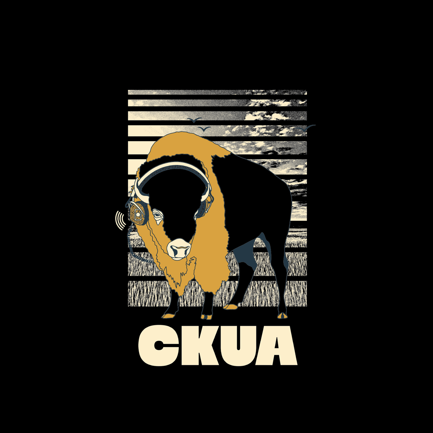CKUA x Erik M. Grice - Black Bison Crew Sweatshirt- MADE TO ORDER