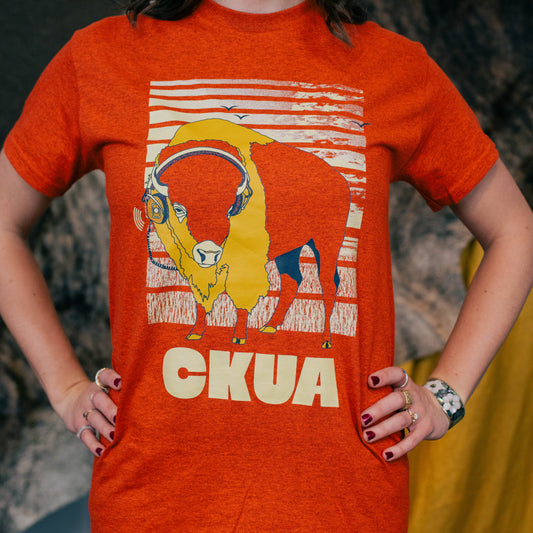 CKUA x Erik M. Grice- Bison Orange Tee- MADE TO ORDER