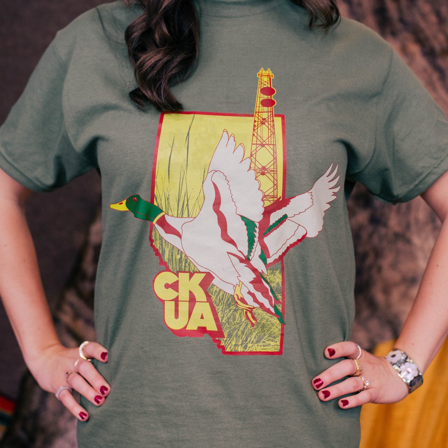 CKUA x Erik M. Grice- Green Duck Tee- MADE TO ORDER
