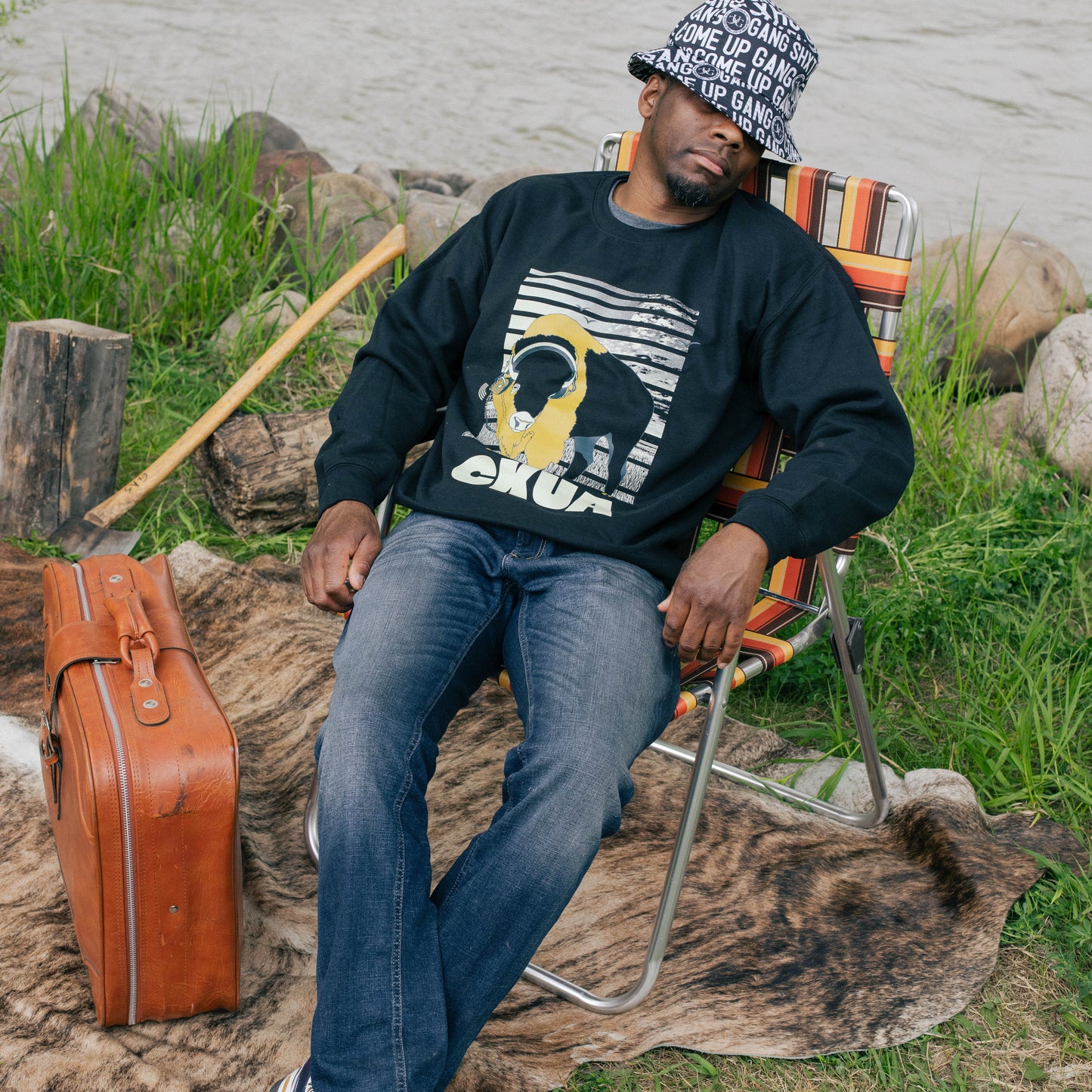 CKUA x Erik M. Grice - Black Bison Crew Sweatshirt- MADE TO ORDER