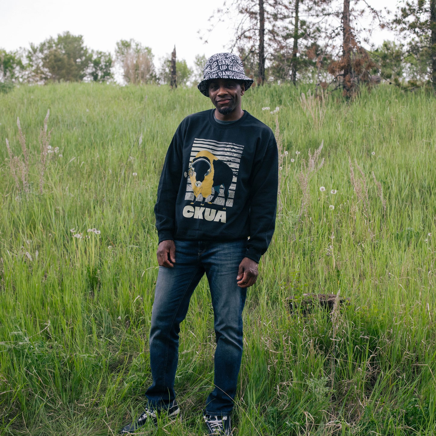 CKUA x Erik M. Grice - Black Bison Crew Sweatshirt- MADE TO ORDER