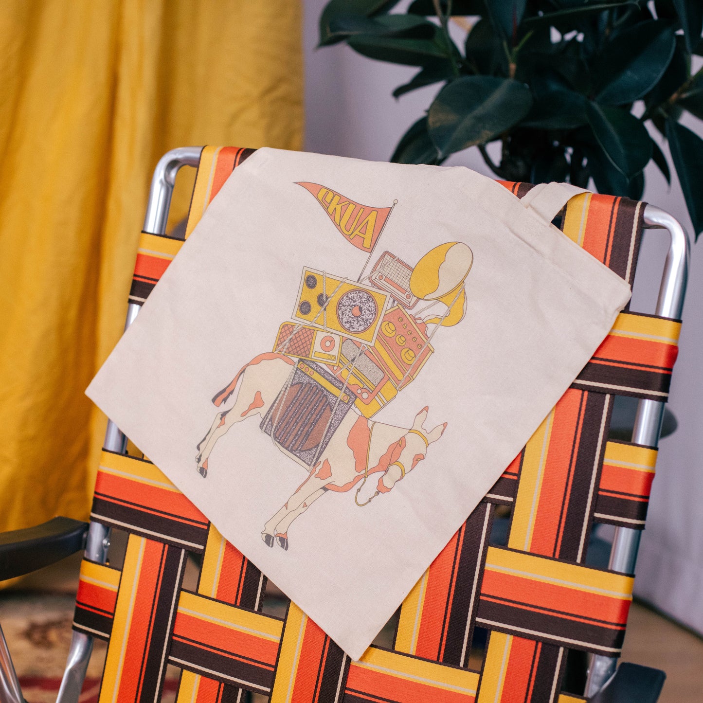 CKUA x Erik M. Grice - Artist Series - Radio Mule Cream Tote- MADE TO ORDER