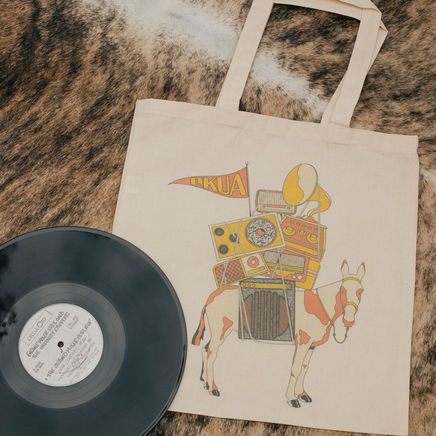 CKUA x Erik M. Grice - Artist Series - Radio Mule Cream Tote- MADE TO ORDER
