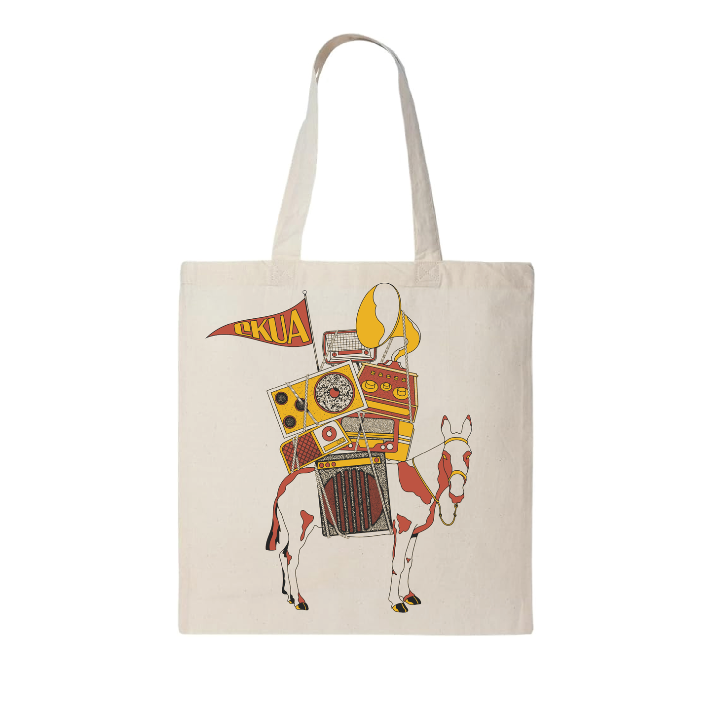 CKUA x Erik M. Grice - Artist Series - Radio Mule Cream Tote- MADE TO ORDER