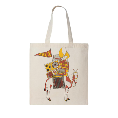 CKUA x Erik M. Grice - Artist Series - Radio Mule Cream Tote- MADE TO ORDER